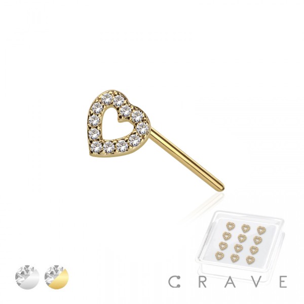CLEAR MULTI CZ HEART NOSE PIN PACKAGE 316L SURGICAL STEEL